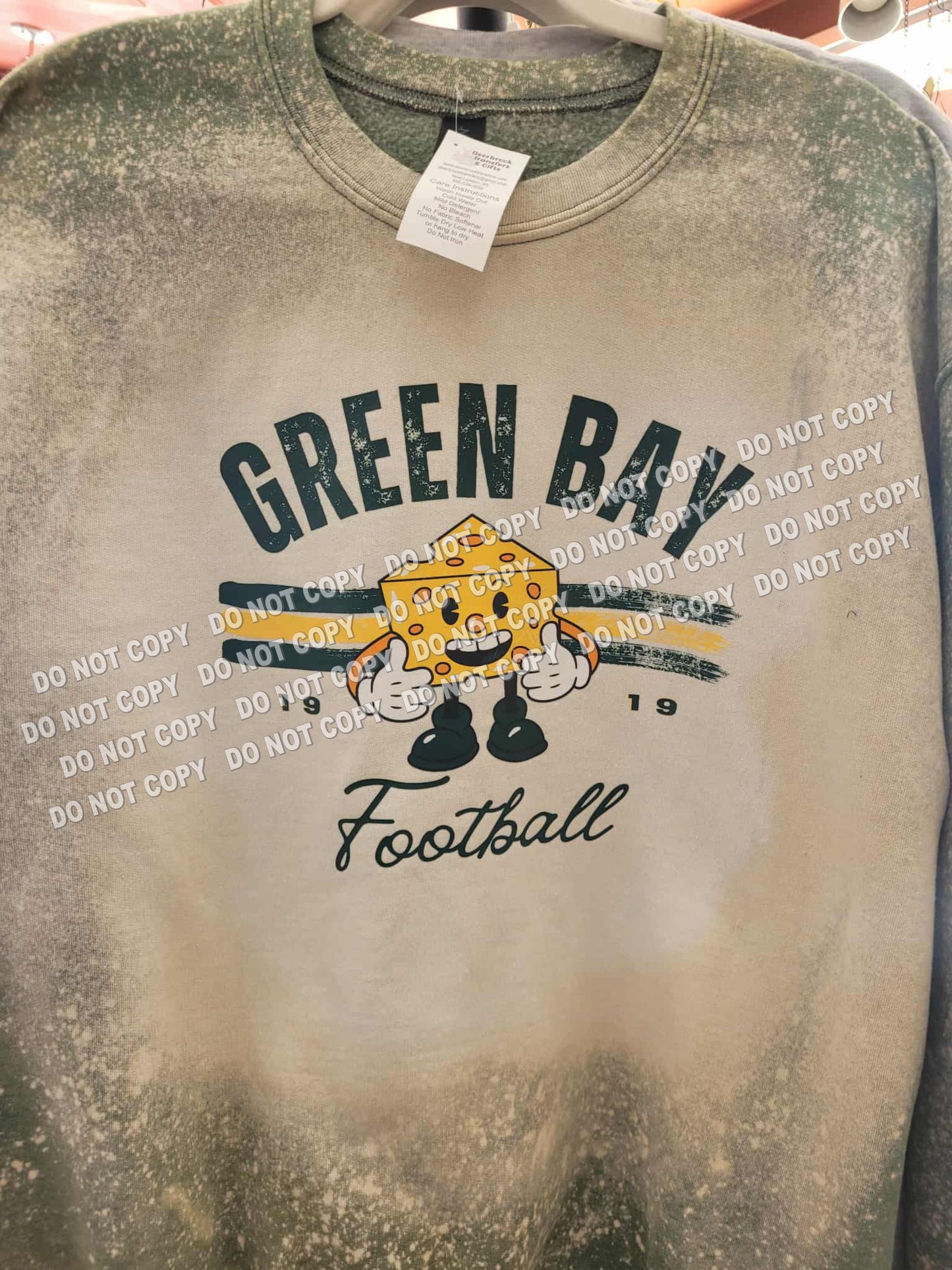 Green Bay Football Custom Bleached Crew Neck cheese