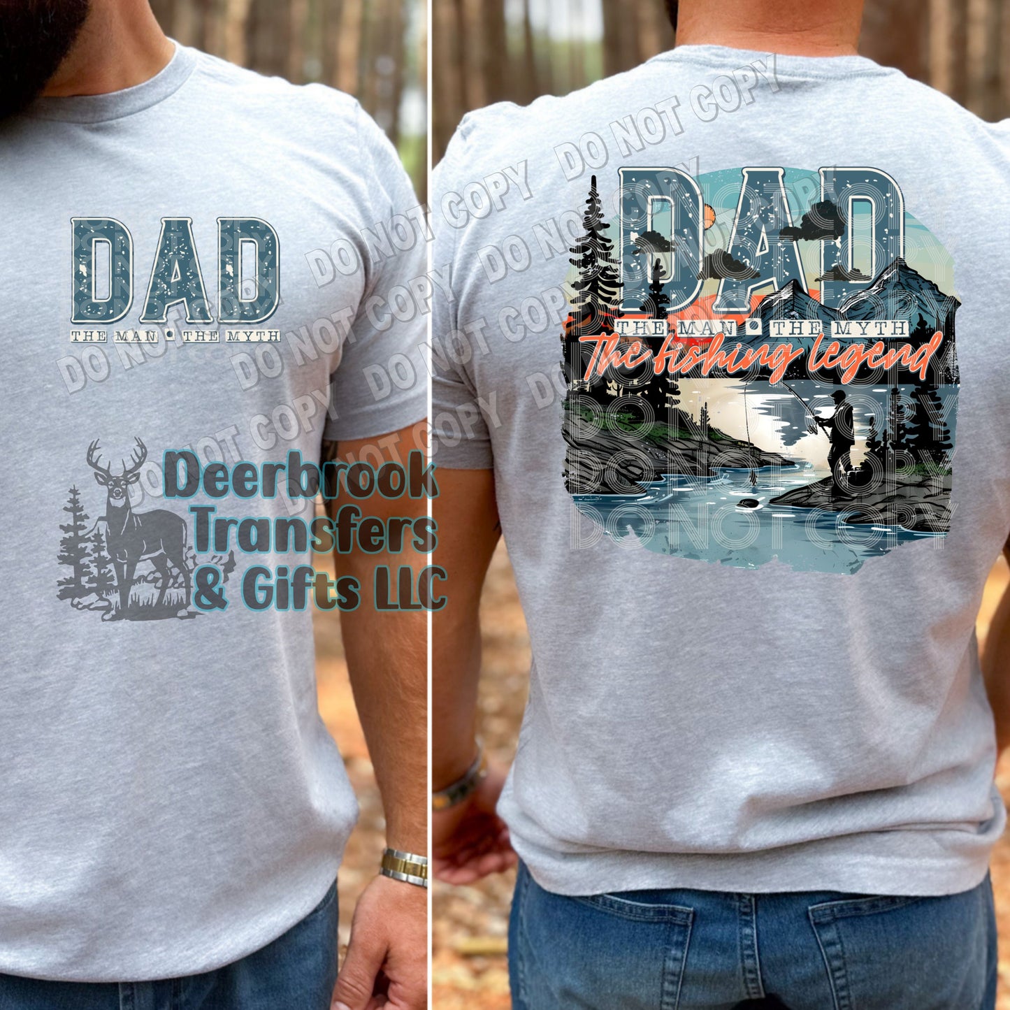 Dad - the man the myth the fishing legend transfer set
