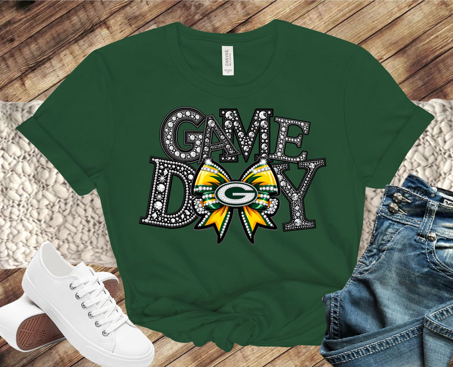 Game Day t-shirt - bow dark green