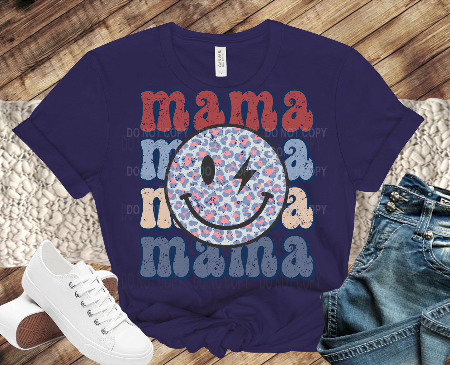 American Mama smiley grunged transfer