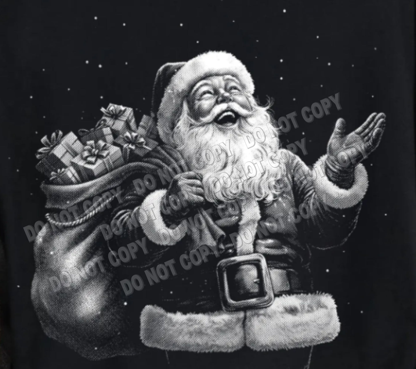 Halftoned Santa with sack of toys