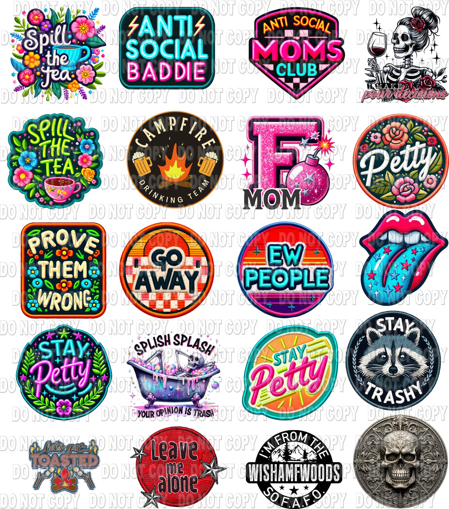 Snarky Hat patch gang sheet