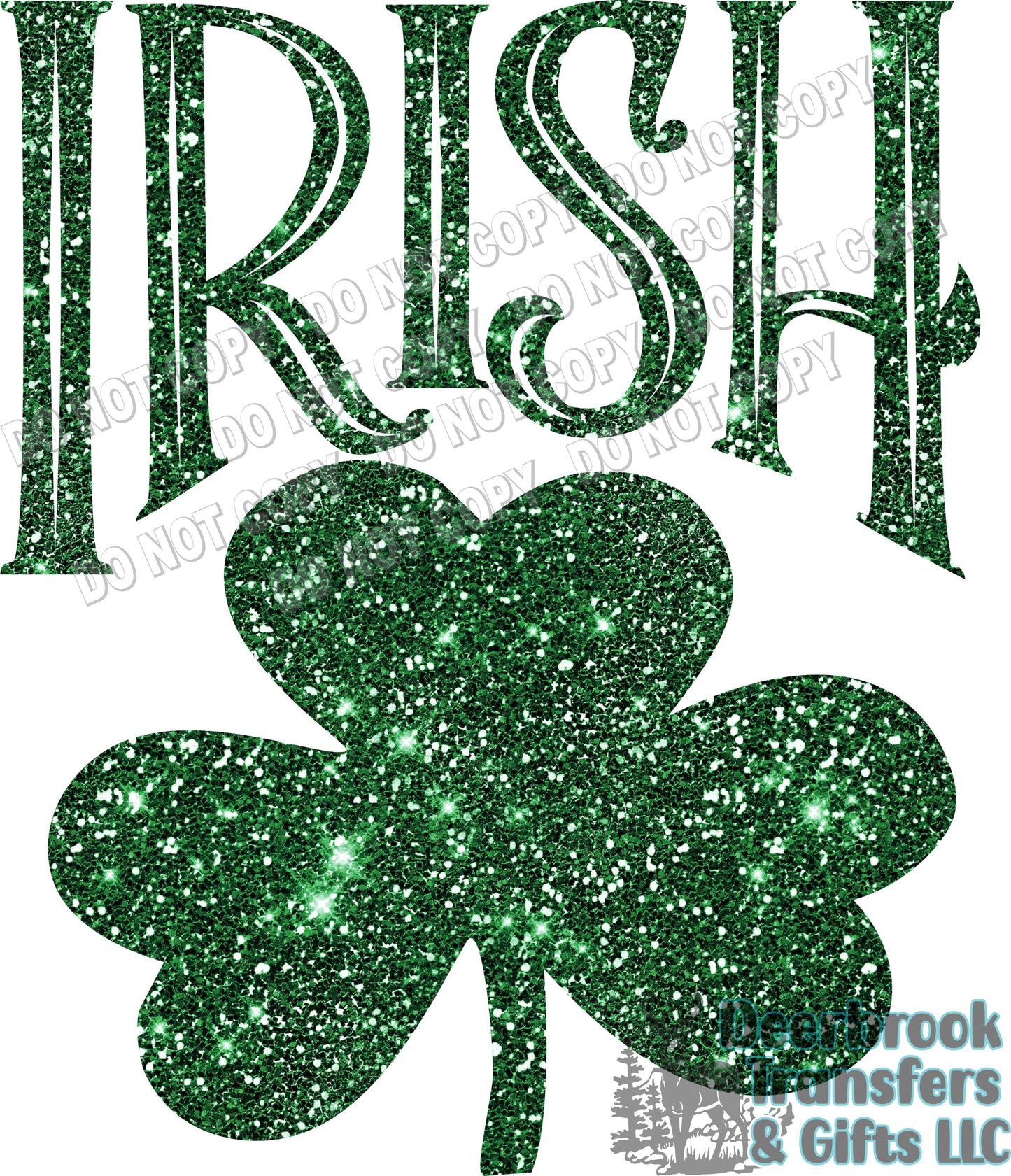 Irish shamrock Faux Glitter DTF Transfer