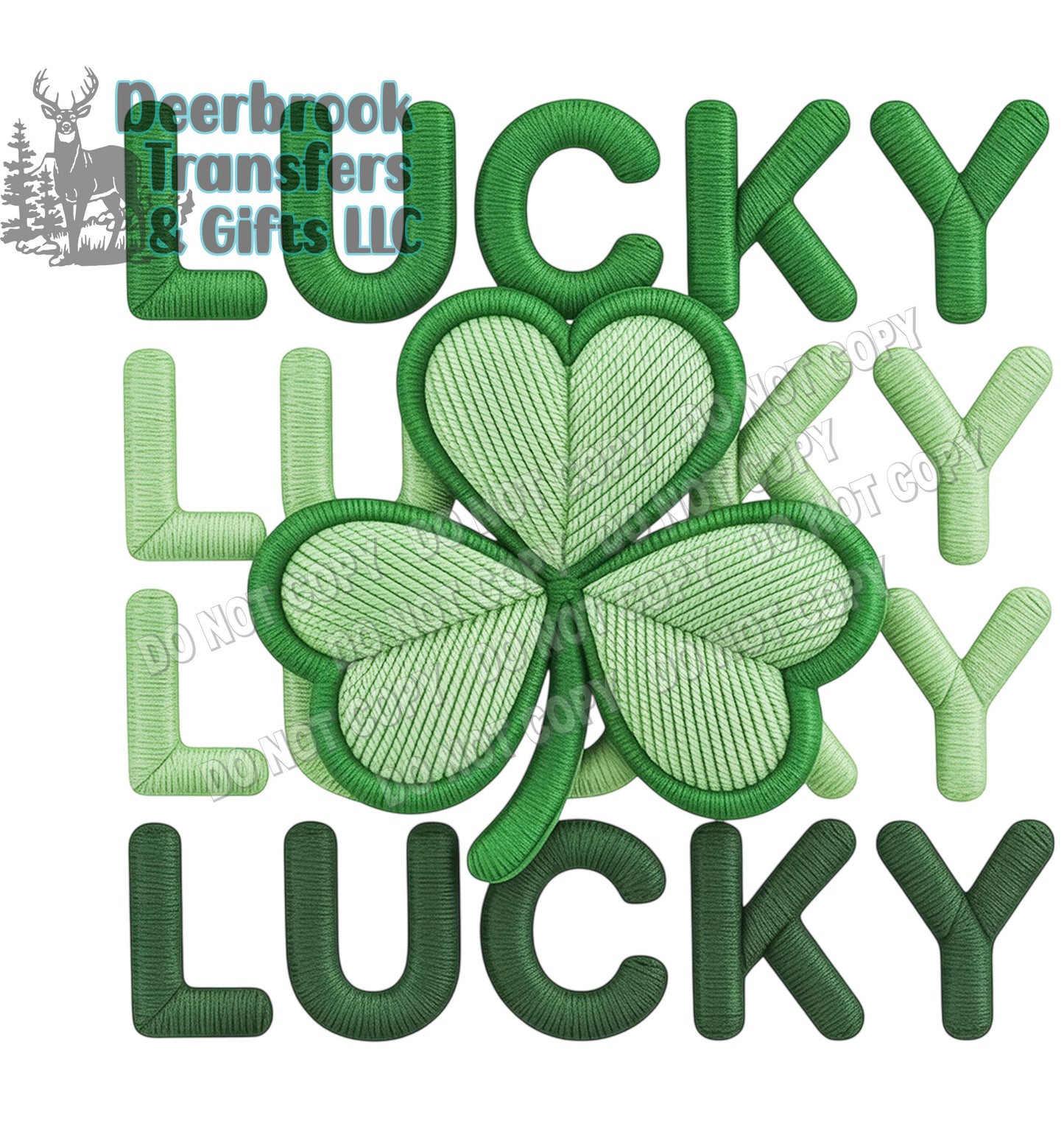 Lucky faux Embroidery effect DTF Transfer