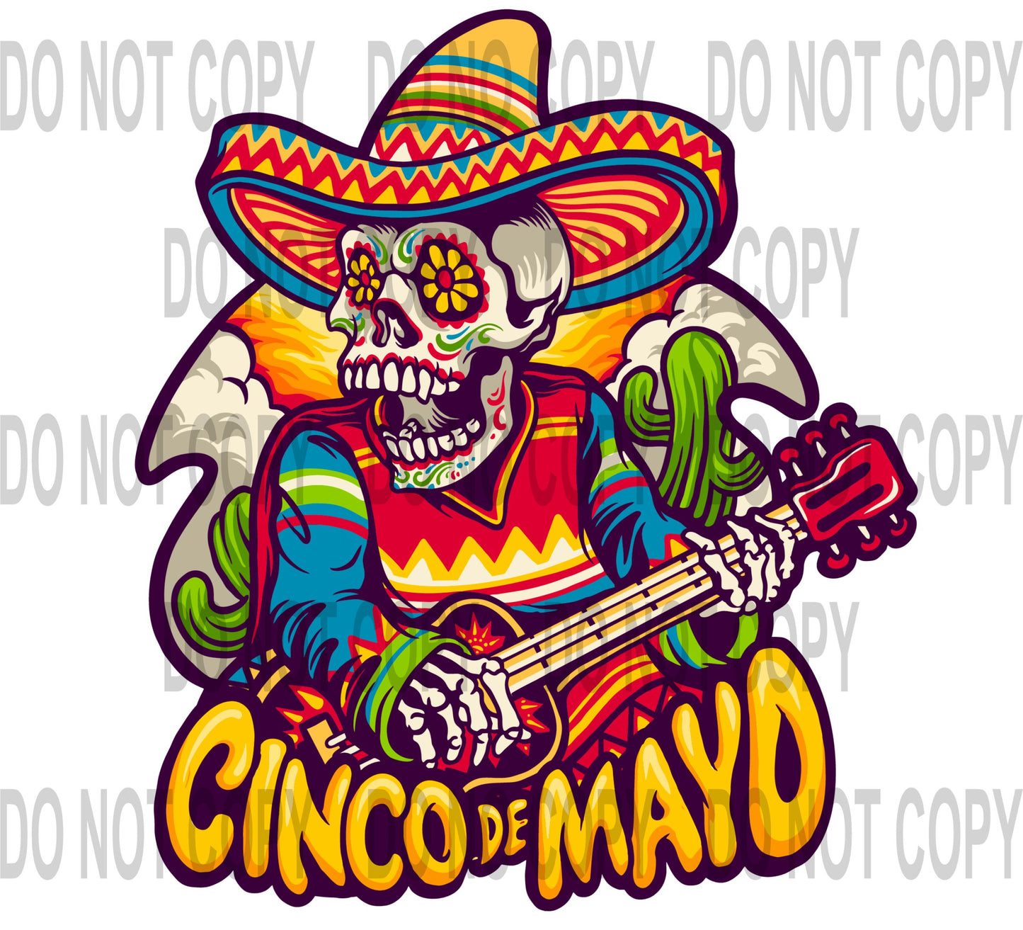 Cinco De Mayo Sugar Skull transfer