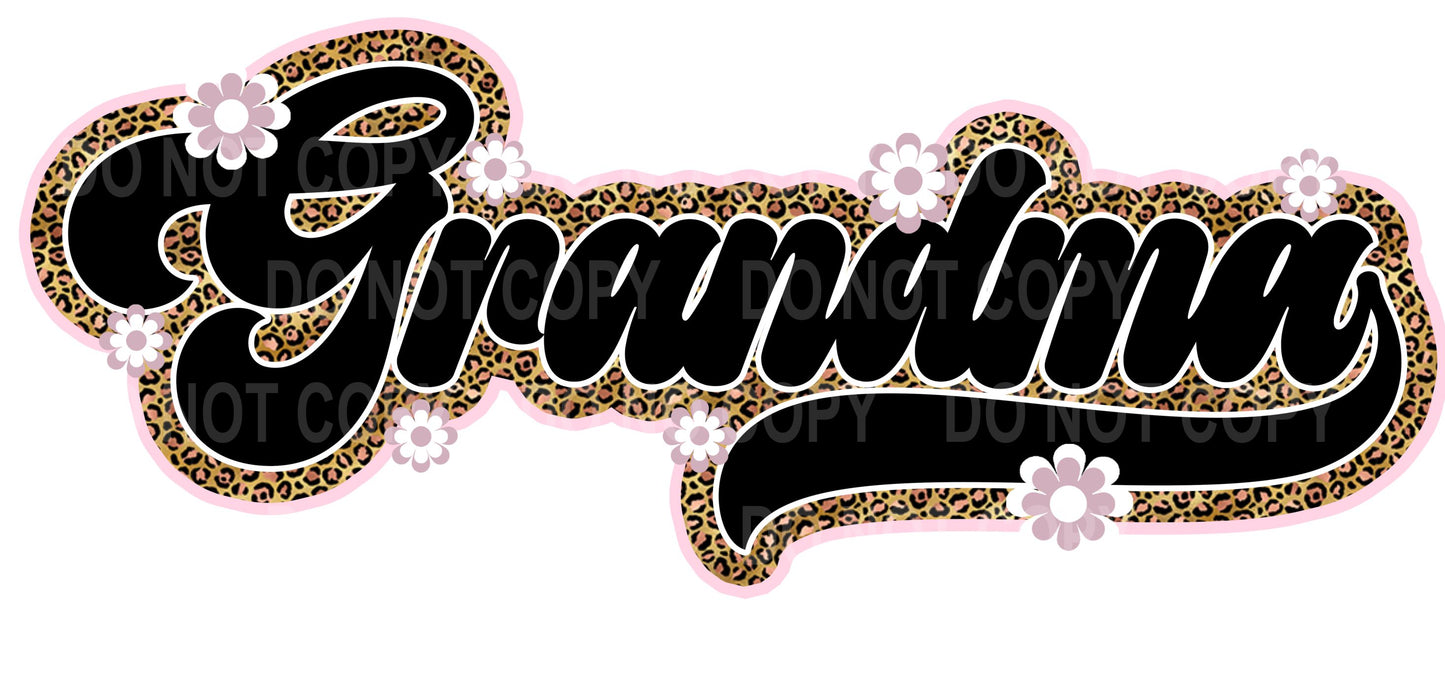 Grandma -Leopard with flowers transfer