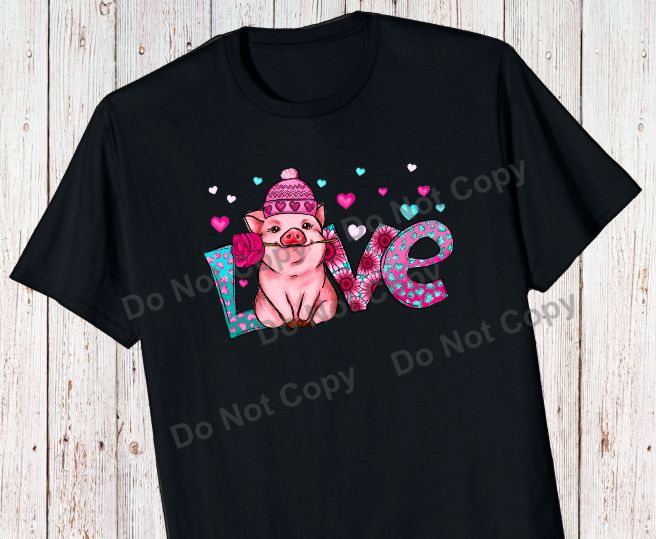 Valentine love pig transfer