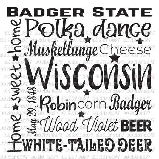 Wisconsin word art transfer