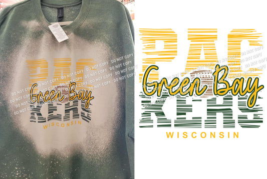 Green Bay Football Custom Bleached Crew Neck