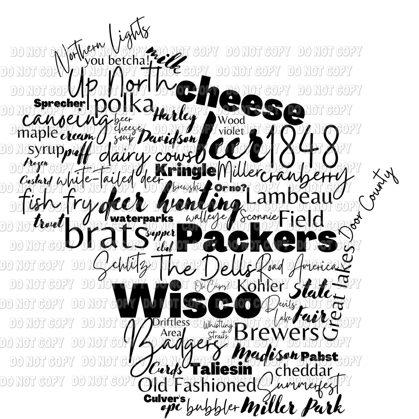 Wisconsin word art transfer