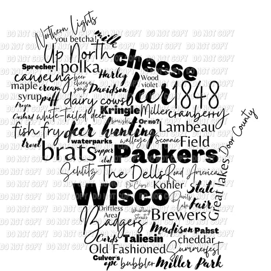 Wisconsin word art transfer