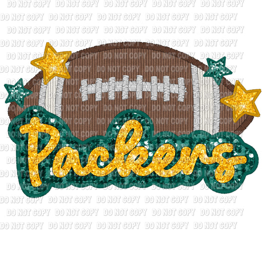 Embroidered look football Packer transfer