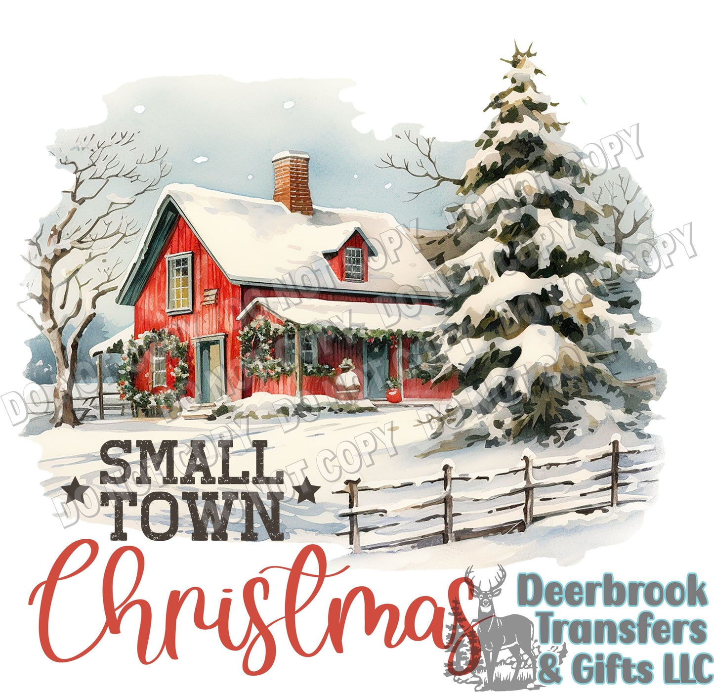 Small town Christmas DTF transfer