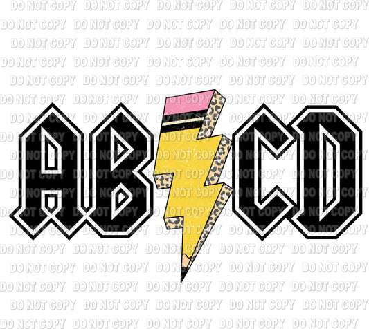 ABCD with Pencil Lighting bolt transfer