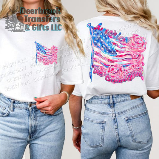 America the beautiful floral transfer set