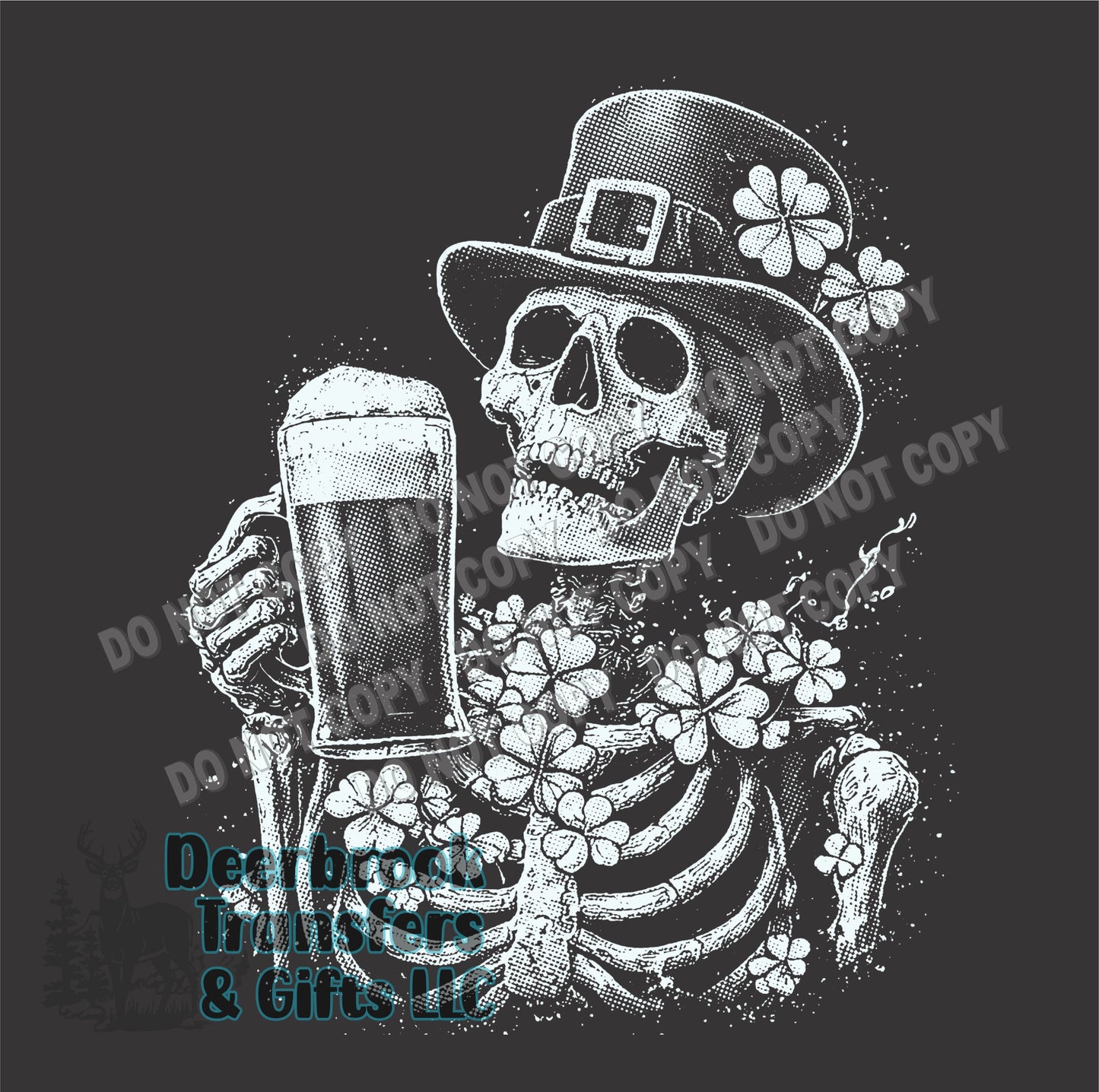 Irish Skeleton drinking beer