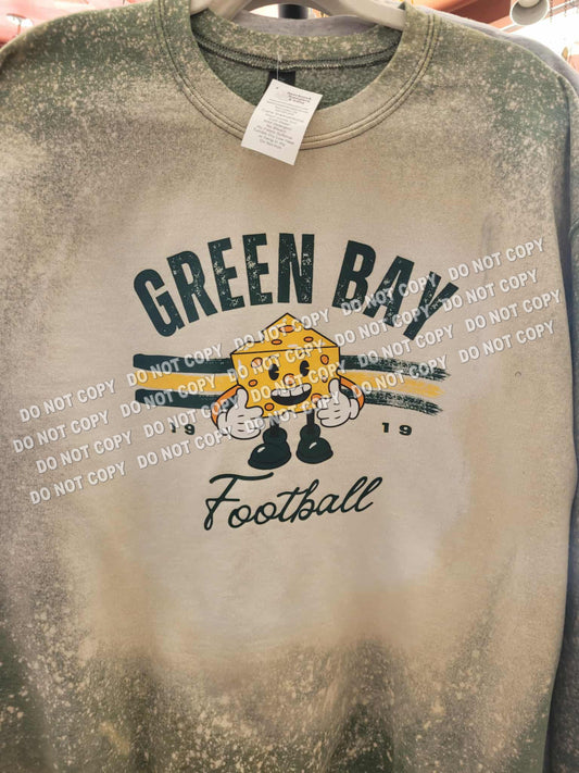 Green Bay Football Custom Bleached Crew Neck cheese