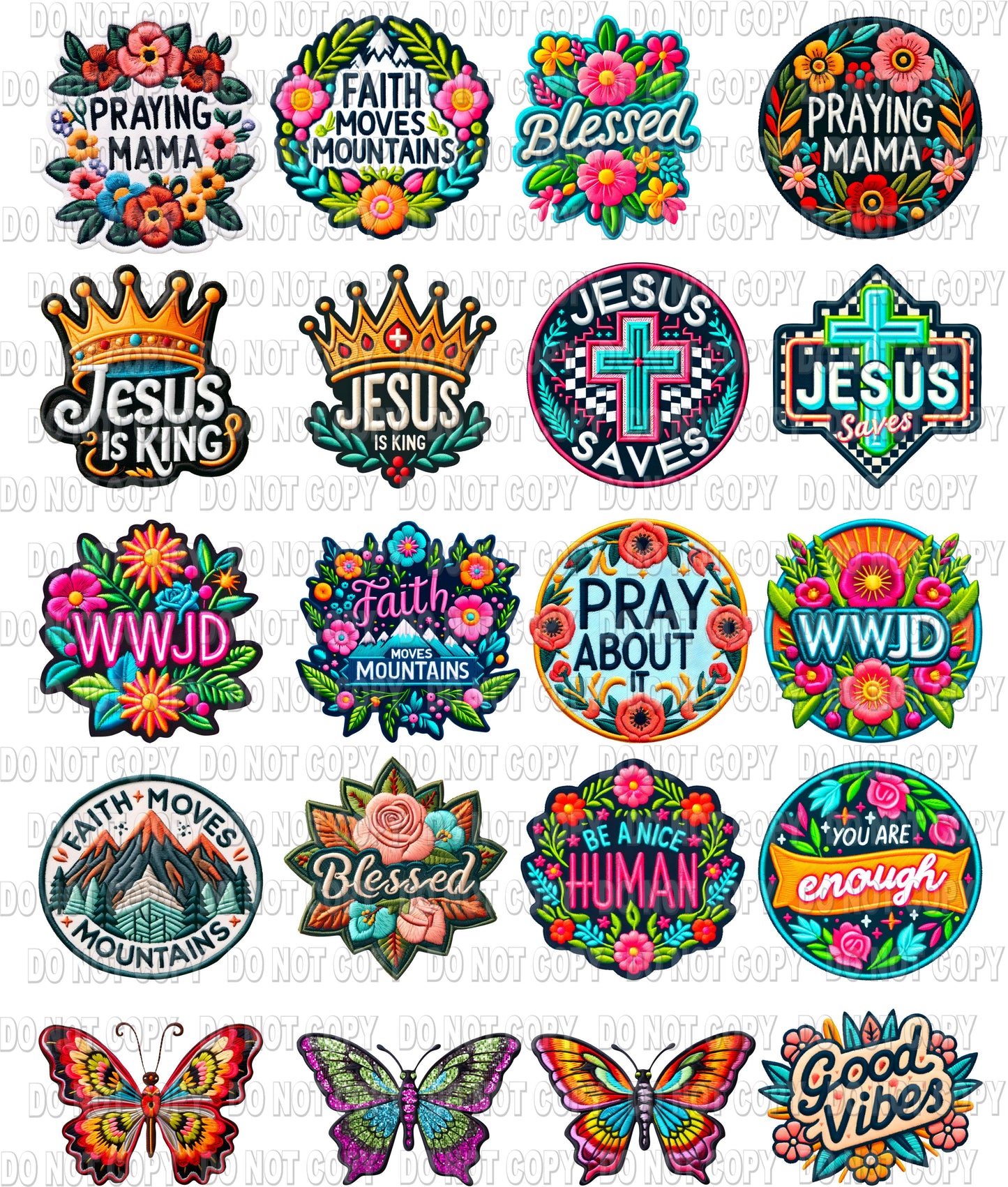 Faith Inspirational Hat patch gang sheet