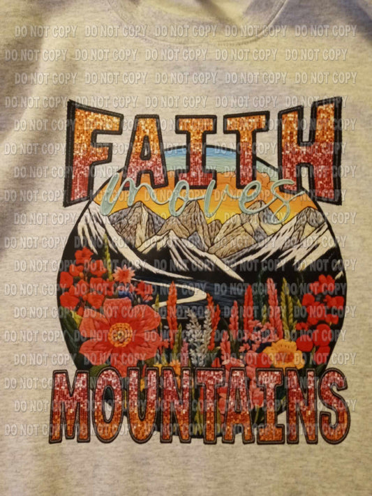 Faith moves mountains Faux embroidery transfer