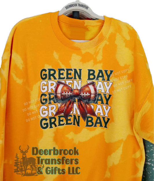 Green Bay Football Custom Bleached Crew Neck gold