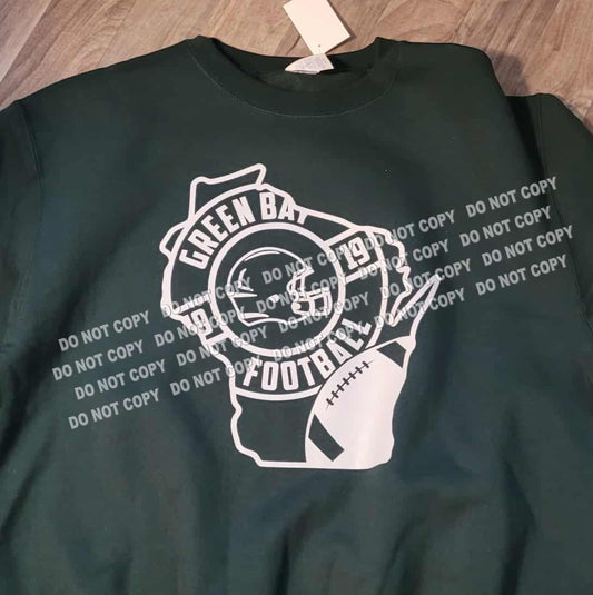 Green Bay Football WI Crew Neck drk green