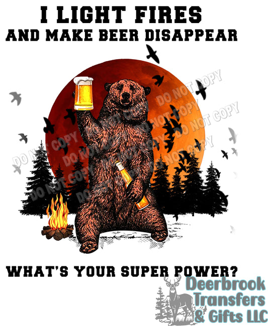 I light fires and make beer disappear transfer