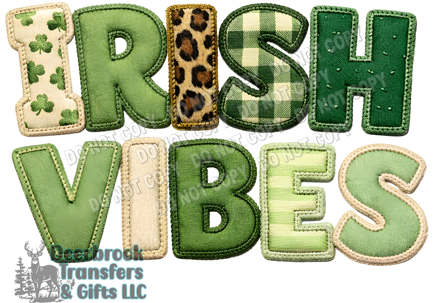 Faux Applique Irish Vibes  DTF Transfer