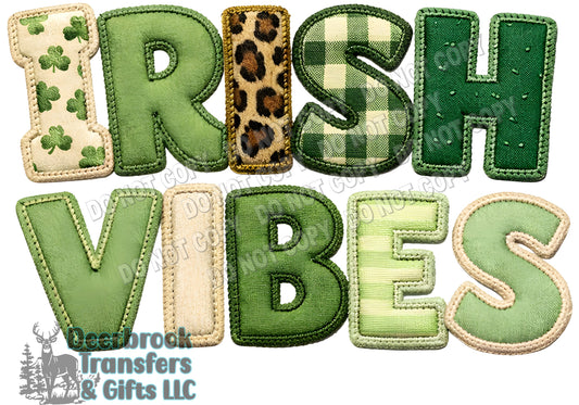 Faux Applique Irish Vibes  DTF Transfer
