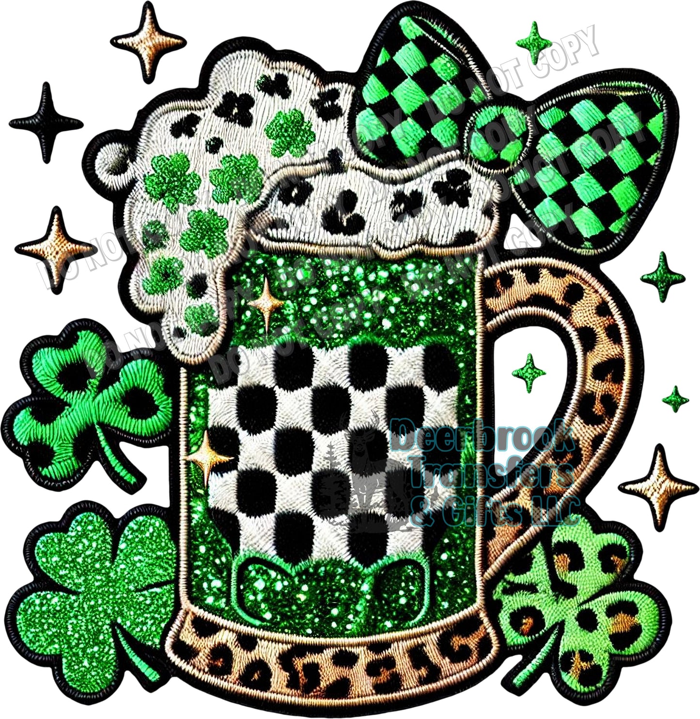 Irish Beer faux Patch effect  DTF Transfer
