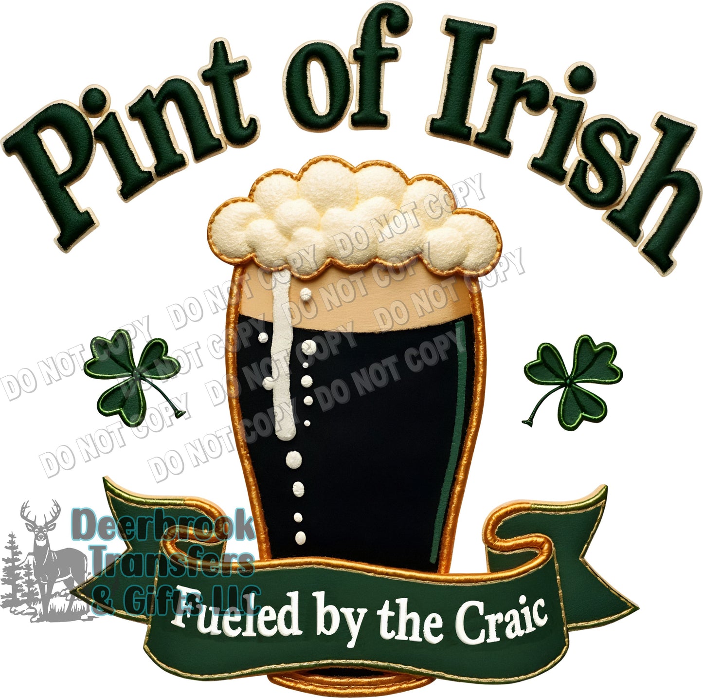 Pint of Irish faux Patch effect  DTF Transfer
