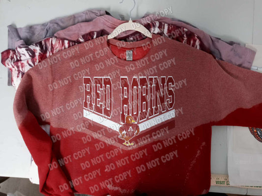 Red Robins custom bleached Crew Neck