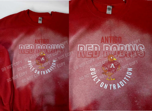 Red Robins Traditions custom bleached Crew Neck