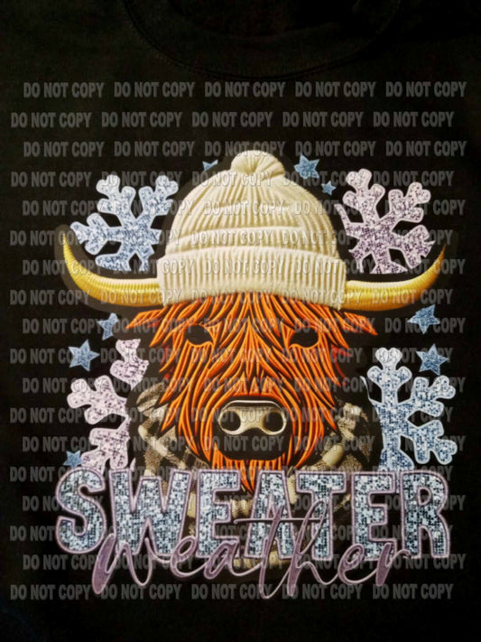 Sweater Weather Glitter and Embroidery look transfer