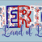 America, Sweet land of Liberty Faux embroidery effect transfer