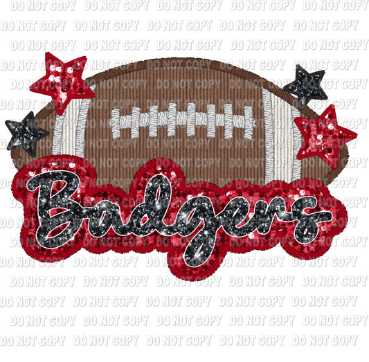 Football Embroidered look Badgers transfer