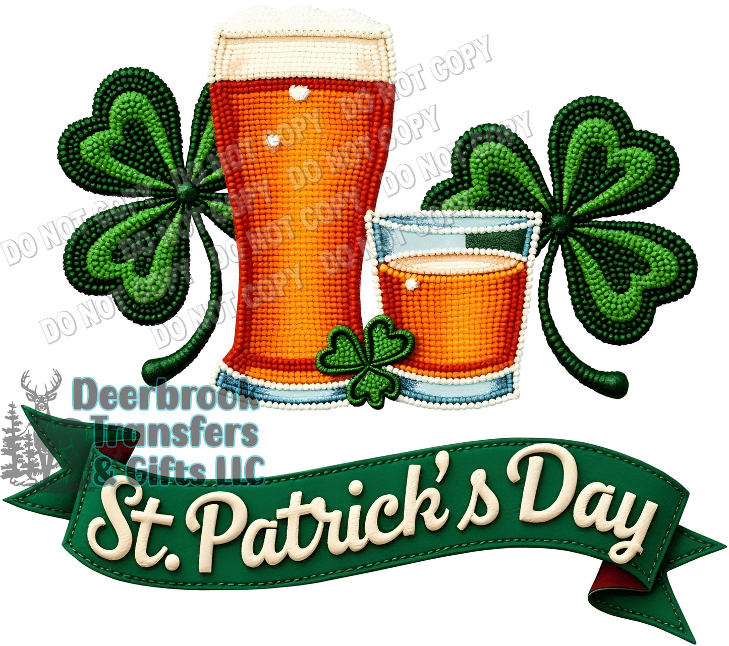 Faux Applique Beer & Shot  DTF Transfer