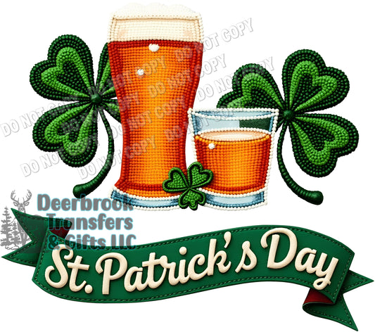 Faux Applique Beer & Shot  DTF Transfer