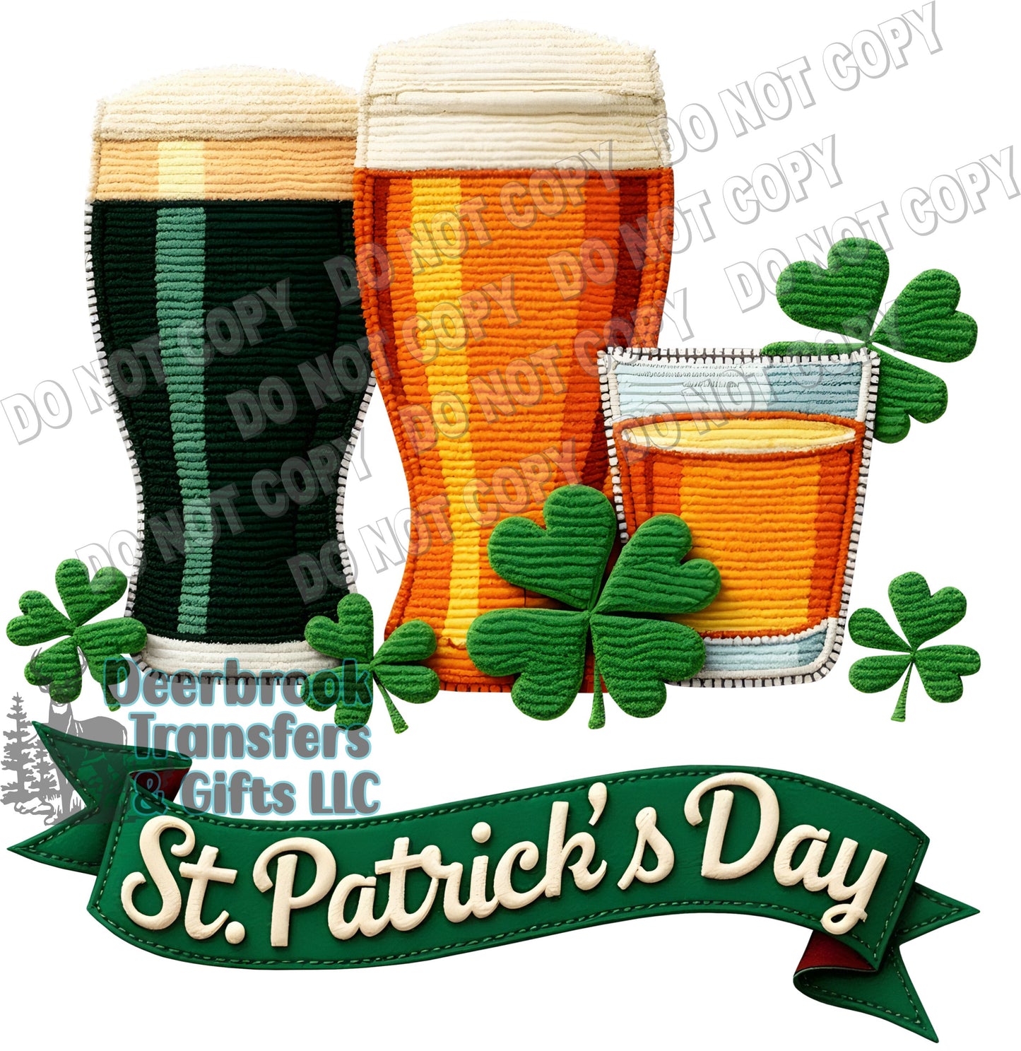 Faux Chenille Beers & Shot  DTF Transfer