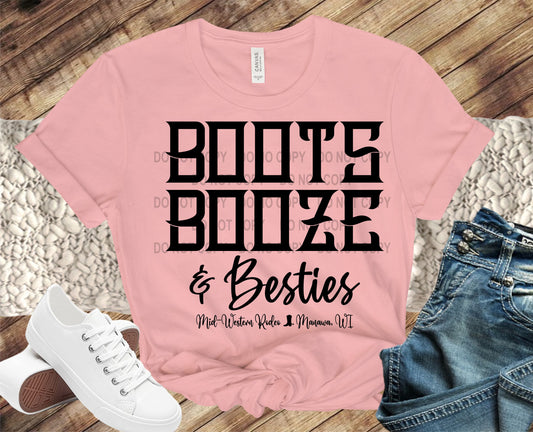 Boots, Booze & Besties Mid Western Rodeo Manawa WI transfer
