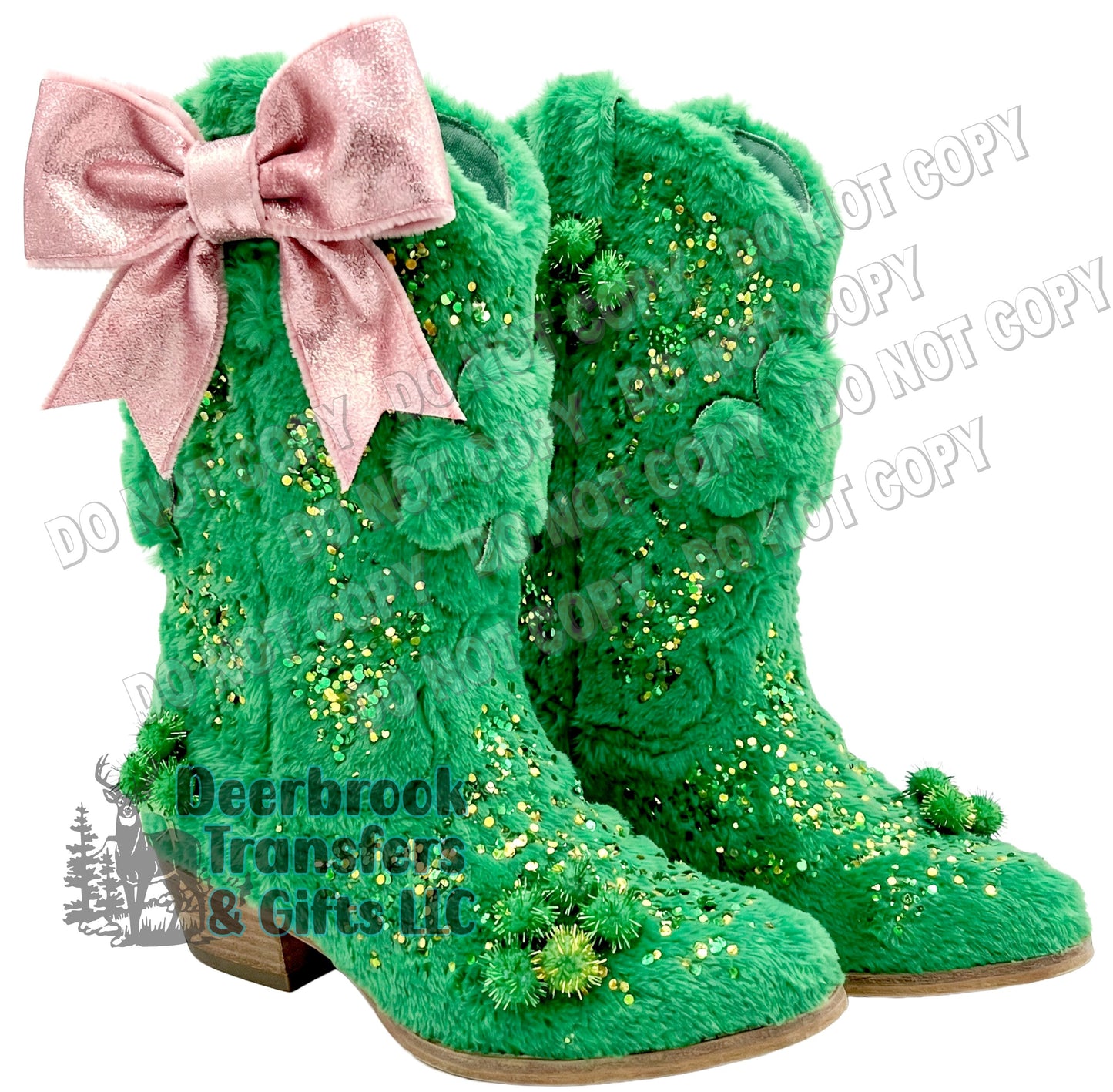 cowboy boots faux fur effect  DTF Transfer