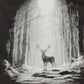 Halftone deer in woods