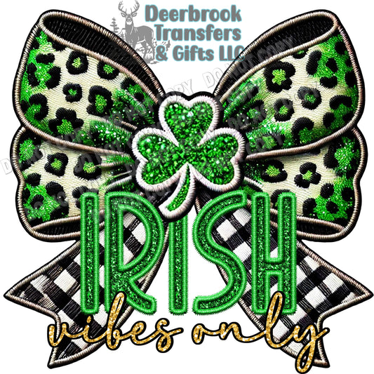 Irish Vibes Faux Embroidery  DTF Transfer