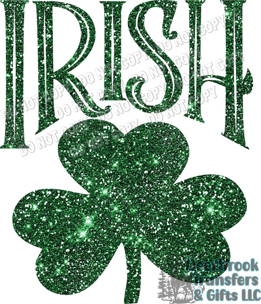 Irish shamrock Faux Glitter  DTF Transfer