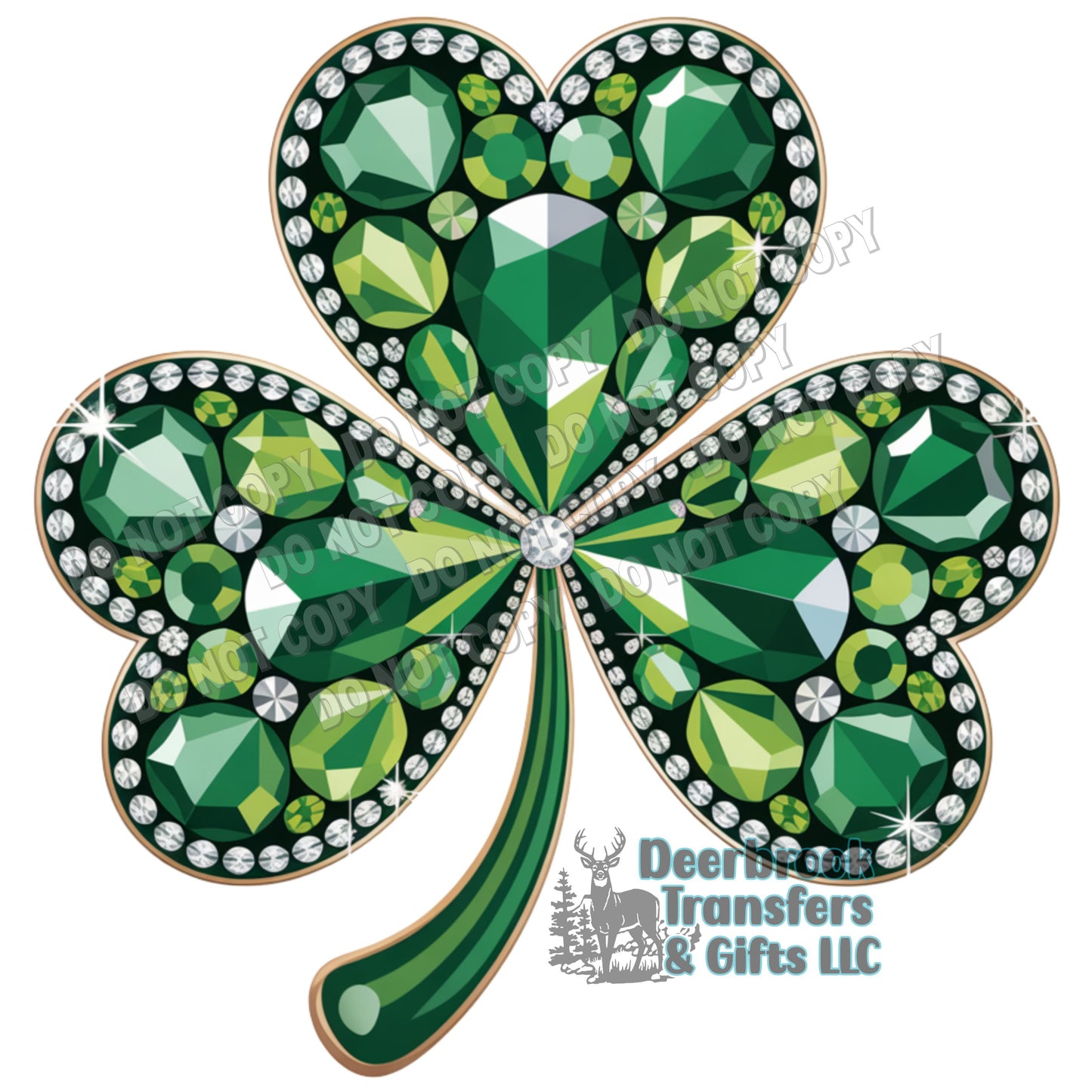 Faux jeweled shamrock  DTF Transfer