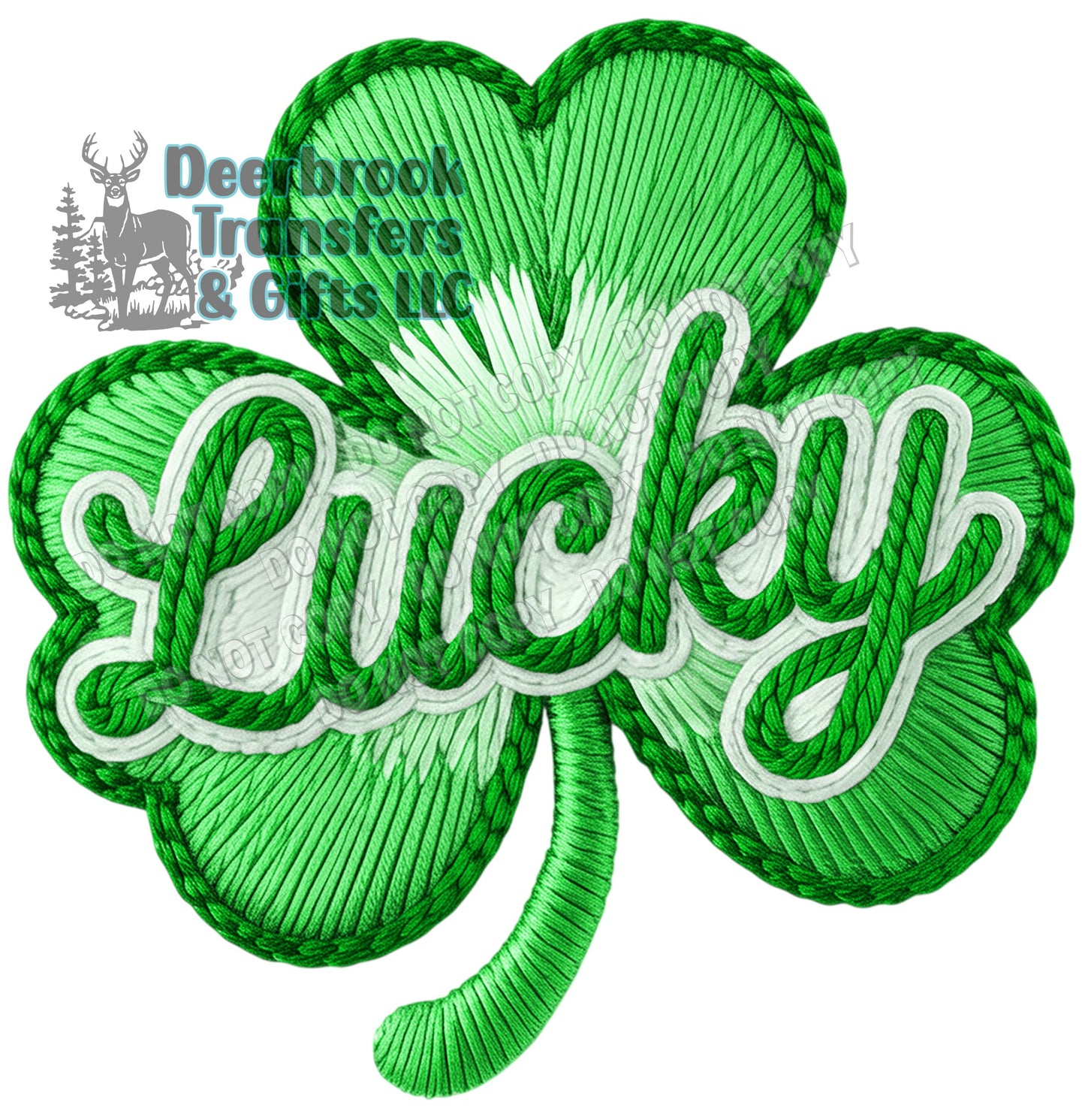 Lucky faux Embroidery effect  DTF Transfer