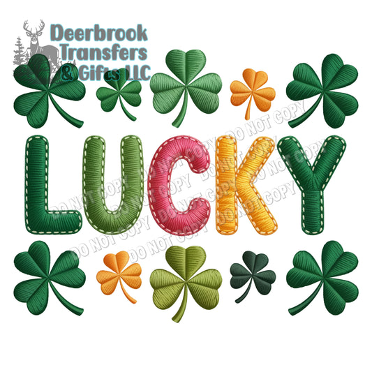 Lucky Faux embroidery DTF Transfer