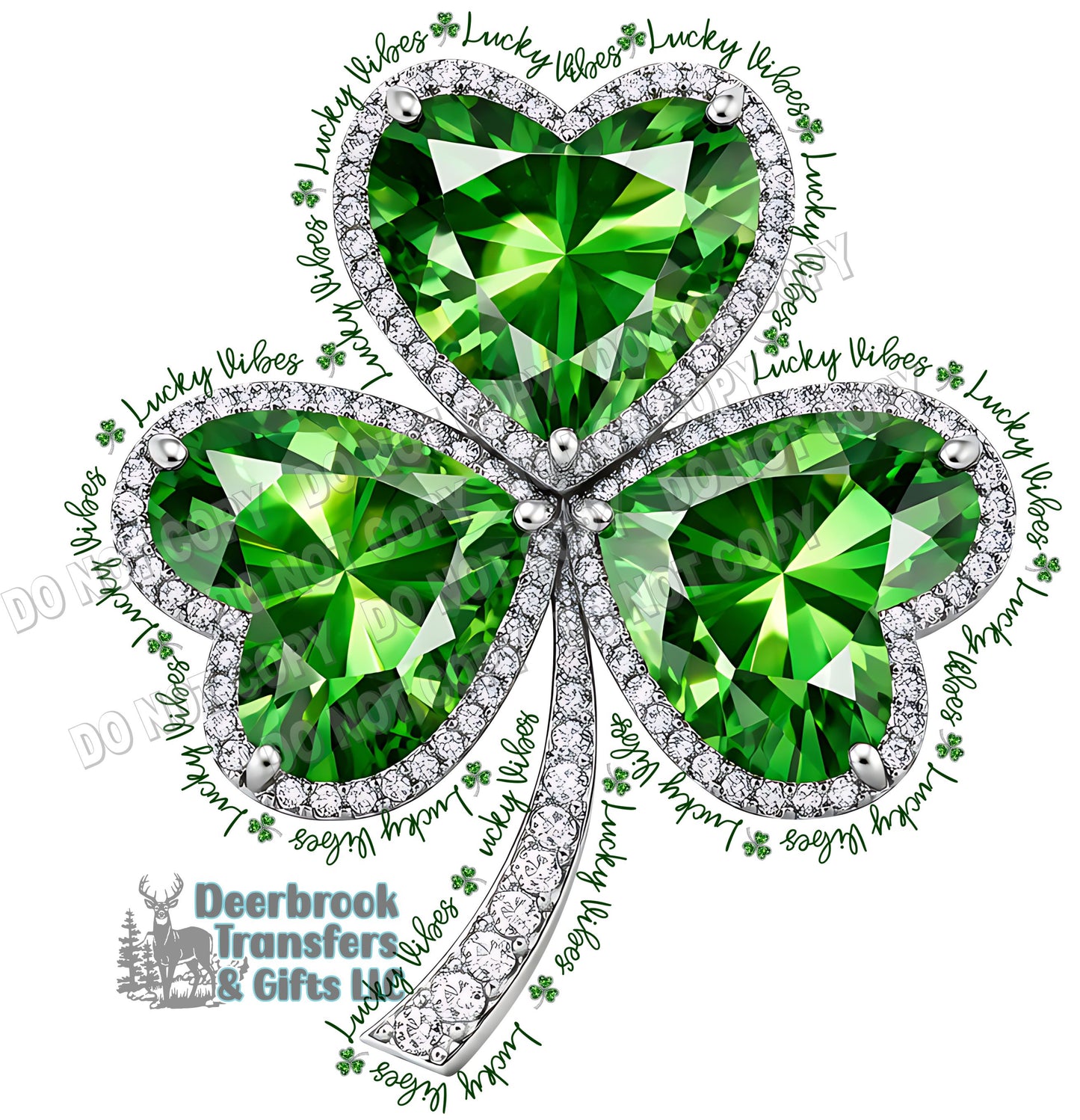 Faux jeweled shamrock  DTF Transfer