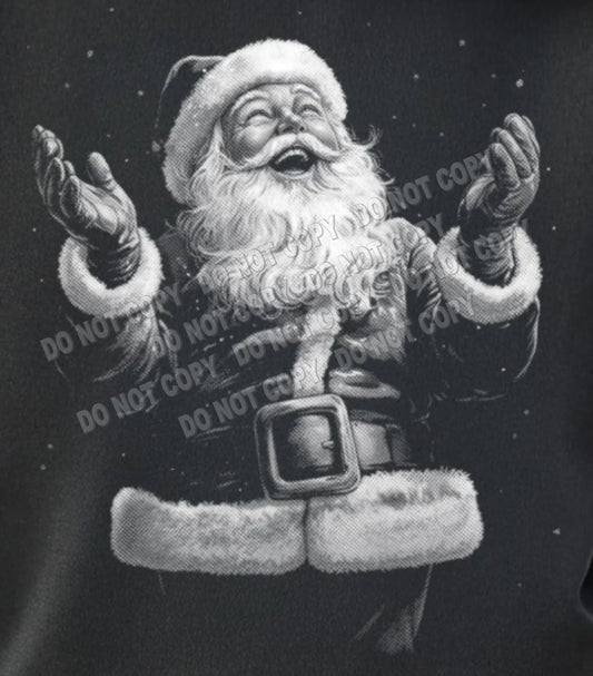 Halftone Santa with raised arms