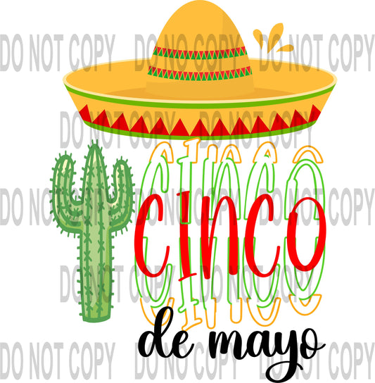 Cinco De Mayo Sombrero & Cactus transfer