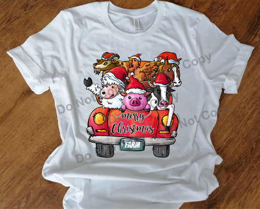 Merry Christmas truck with farm animals transfer